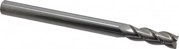 Accupro - 1/2", 1-1/2" LOC, 1/2" Shank Diam, 6" OAL, 3 Flute, Solid Carbide Square End Mill - Single End, Uncoated, Spiral Flute, 40° Helix, Centercutting, Right Hand Cut, Right Hand Flute - Benchmark Tooling