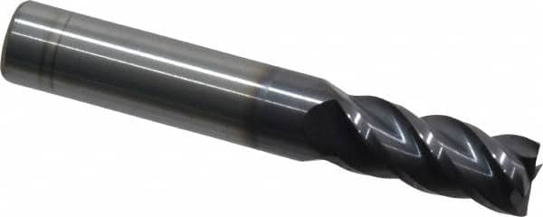 Accupro - 11mm, 25mm LOC, 12mm Shank Diam, 76mm OAL, 4 Flute, Solid Carbide Square End Mill - Single End, AlTiN Finish, Spiral Flute, 40° Helix, Centercutting, Right Hand Cut, Right Hand Flute - Benchmark Tooling