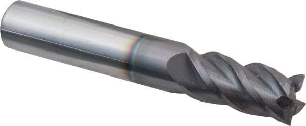 Accupro - 12mm, 25mm LOC, 12mm Shank Diam, 76mm OAL, 4 Flute, Solid Carbide Square End Mill - Single End, AlTiN Finish, Spiral Flute, 40° Helix, Centercutting, Right Hand Cut, Right Hand Flute - Benchmark Tooling