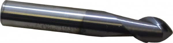 Accupro - 12mm Diam, 16mm LOC, 2 Flute Solid Carbide Ball End Mill - AlTiN Finish, Single End, 76mm OAL, 12mm Shank Diam, Spiral Flute - Benchmark Tooling