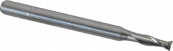 Kyocera - 0.09", 0.27" LOC, 1/8" Shank Diam, 1-1/2" OAL, 2 Flute, Solid Carbide Square End Mill - Single End, Uncoated, Spiral Flute, 30° Helix, Centercutting, Right Hand Cut, Right Hand Flute, Series 1610 - Benchmark Tooling