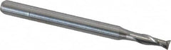 Kyocera - 0.09", 0.27" LOC, 1/8" Shank Diam, 1-1/2" OAL, 2 Flute, Solid Carbide Square End Mill - Single End, Uncoated, Spiral Flute, 30° Helix, Centercutting, Right Hand Cut, Right Hand Flute, Series 1610 - Benchmark Tooling