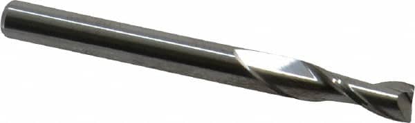 Kyocera - 3/16", 9/16" LOC, 3/16" Shank Diam, 2" OAL, 2 Flute, Solid Carbide Square End Mill - Single End, Uncoated, Spiral Flute, Centercutting, Right Hand Cut, Right Hand Flute, Series 1610 - Benchmark Tooling