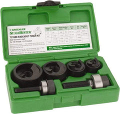 Greenlee - 11 Piece, 1" Punch Hole Diam, Manual Knockout Set - Round Punch, 10 Gage Mild Steel - Benchmark Tooling