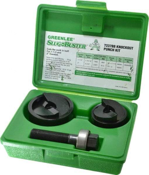 Greenlee - 6 Piece, 2" Punch Hole Diam, Manual Knockout Set - Round Punch, 10 Gage Mild Steel - Benchmark Tooling