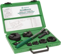 Greenlee - 16 Piece, 2" Punch Hole Diam, Manual Knockout Set - Round Punch, 10 Gage Mild Steel - Benchmark Tooling