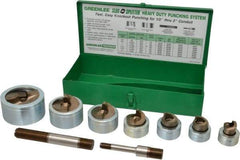 Greenlee - 17 Piece, 2" Punch Hole Diam, Hydraulic Knockout Set - Round Punch, 10 Gage Mild Steel - Benchmark Tooling