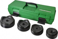 Greenlee - 9 Piece, 4" Punch Hole Diam, Hydraulic Standard Punch Kit - Round Punch, 10 Gage Mild Steel - Benchmark Tooling