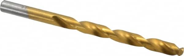 Chicago-Latrobe - Letter K 135° Cobalt Jobber Drill - TiN Finish, Right Hand Cut, Spiral Flute, Straight Shank, 4-1/4" OAL, Split Point - Benchmark Tooling