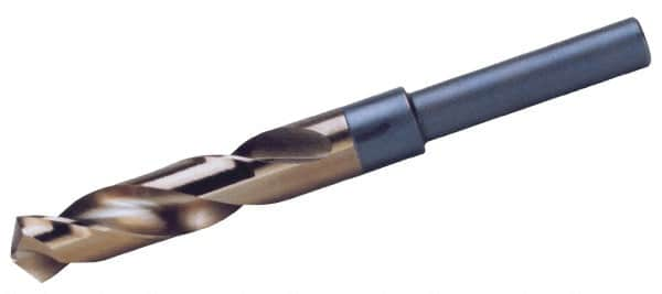 Chicago-Latrobe - 1-3/16" Drill, 118° Point, Cobalt Silver Deming & Reduced Shank Drill Bit - Oxide/Gold Finish, 6" OAL, Straight Shank, 3-1/8" Flute Length, Right Hand Cut, Split Point, Spiral Flute, Regular Spiral - Benchmark Tooling