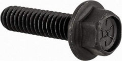 Value Collection - 1/4-20 UNC, 1" Length Under Head, Hex Drive Flange Bolt - 1" Thread Length, Grade 8 Alloy Steel, Smooth Flange, Phosphate & Oil Finish - Benchmark Tooling