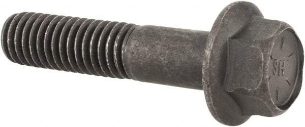 Value Collection - 7/16-14 UNC, 2" Length Under Head, Hex Drive Flange Bolt - 1-1/8" Thread Length, Grade 8 Alloy Steel, Smooth Flange, Phosphate & Oil Finish - Benchmark Tooling