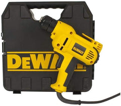 DeWALT - 3/8" Keyless Chuck, 2,500 RPM, Pistol Grip Handle Electric Drill - 8 Amps, Reversible, Includes Kit Box - Benchmark Tooling