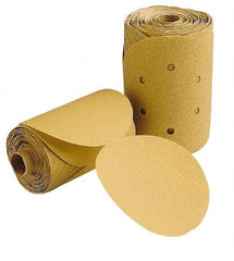 3M - 5" Diam, 120 Grit FEPA, Aluminum Oxide Adhesive PSA Disc - Fine Grade, Gold, F Weighted Backing, Flexible, Use with Random Orbital Sanders - Benchmark Tooling