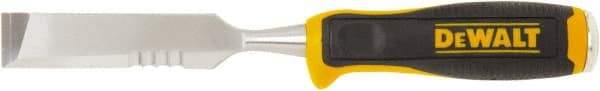 DeWALT - 11" OAL x 1" Blade Width Wood Chisel - 1" Tip, 1" Stock, High-Impact Polypropylene & Rubber Handle - Benchmark Tooling