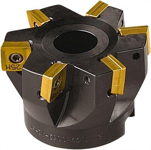 Seco - 6 Inserts, 63mm Cut Diam, 22mm Arbor Diam, 11mm Max Depth of Cut, Indexable Square-Shoulder Face Mill - 90° Lead Angle, 40mm High, SONX 1205 Insert Compatibility, Series Midi Square - Benchmark Tooling