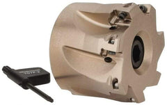 Seco - 7 Inserts, 2" Cut Diam, 3/4" Arbor Diam, 0.354" Max Depth of Cut, Indexable Square-Shoulder Face Mill - 0° Lead Angle, 1.575" High, XO.X 10T3.. Insert Compatibility, Through Coolant, Series Turbo 10 - Benchmark Tooling