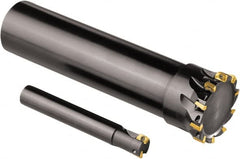 Seco - 12mm Cut Diam, 5mm Max Depth of Cut, 12mm Shank Diam, 80mm OAL, Indexable Square Shoulder End Mill - XO.. 0602 Inserts, Cylindrical Shank, 90° Lead Angle, Through Coolant, Series Nano Turbo - Benchmark Tooling