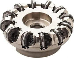 Seco - 140mm Cut Diam, 40mm Arbor Hole, 6mm Max Depth of Cut, 40° Indexable Chamfer & Angle Face Mill - 15 Inserts, ON.. 0905 Insert, Right Hand Cut, 15 Flutes, Series Double OctoMill - Benchmark Tooling