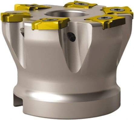 Seco - 10 Inserts, 100mm Cut Diam, 32mm Arbor Diam, 3.1mm Max Depth of Cut, Indexable Square-Shoulder Face Mill - 50mm High, SNHQ 1203 Insert Compatibility - Benchmark Tooling