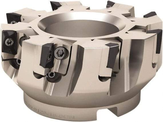 Seco - 8 Inserts, 125mm Cut Diam, 40mm Arbor Diam, 17mm Max Depth of Cut, Indexable Square-Shoulder Face Mill - 90° Lead Angle, 63mm High, XO.. 1806 Insert Compatibility - Benchmark Tooling