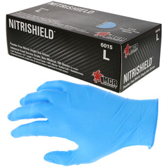 NitriShield Gloves - 4 mil Blue Nitrile Industrial/Food Service Grade - Textured Grip - Powder Free - Box of 100 - Size Large - Benchmark Tooling