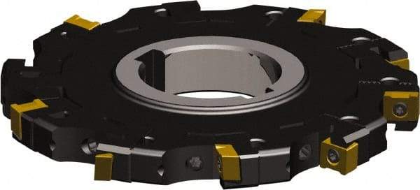 Seco - Arbor Hole Connection, 0.3937" Cutting Width, 1.071" Depth of Cut, 100mm Cutter Diam, 1-1/16" Hole Diam, 4 Tooth Indexable Slotting Cutter - 335.18 Toolholder, LNK.. 06.. Insert - Benchmark Tooling