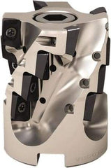 Seco - 28 Inserts, 63mm Cut Diam, 22mm Arbor Diam, 77mm Max Depth of Cut, Indexable Square-Shoulder Face Mill - 102mm High, XO.. 1204 Insert Compatibility, Through Coolant, Series Super Turbo - Benchmark Tooling