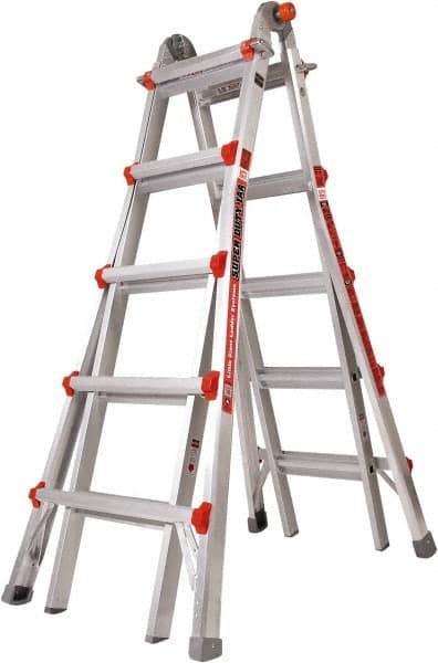 Little Giant Ladder - 18 Steps, 19' High, Type IAA Rating, Aluminum Multi-Use Ladder - 375 Lb Load Capacity, 27" Base Width - Benchmark Tooling