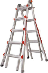 Little Giant Ladder - 18 Steps, 19' High, Type IAA Rating, Aluminum Multi-Use Ladder - 375 Lb Load Capacity, 27" Base Width - Benchmark Tooling