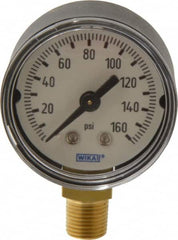 Wika - 1-1/2" Dial, 1/8 Thread, 0-160 Scale Range, Pressure Gauge - Lower Connection Mount, Accurate to 3-2-3% of Scale - Benchmark Tooling