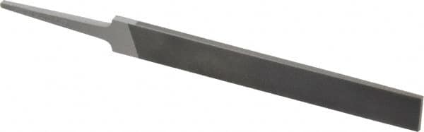 Grobet - 4" Standard Precision Swiss Pattern Hand File - Double Cut, 17/32" Width Diam x 1/8" Thick, With Tang - Benchmark Tooling