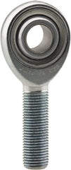 Made in USA - 5/16" ID, 7/8" Max OD, 7,640 Lb Max Static Cap, Plain Male Spherical Rod End - 5/16-24 LH, 1-1/4" Shank Length, Alloy Steel with Steel Raceway - Benchmark Tooling