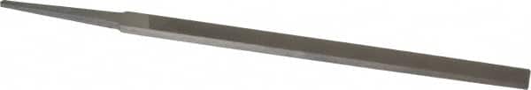 Grobet - 6" Standard Precision Swiss Pattern Narrow Pillar File - Double Cut, 3/8" Width Diam x 5/32" Thick, With Tang - Benchmark Tooling