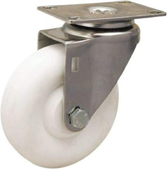 Hamilton - 4" Diam x 1-3/8" Wide x 5-1/8" OAH Top Plate Mount Swivel Caster - Polyolefin, 300 Lb Capacity, Plain Bore Bearing, 2-3/8 x 3-5/8" Plate - Benchmark Tooling