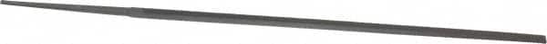 Grobet - 6" Standard Precision Swiss Pattern Narrow Pillar File - Double Cut, 13/64" Width Diam x 1/8" Thick, With Tang - Benchmark Tooling