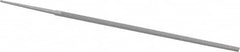 Grobet - 6" Standard Precision Swiss Pattern Narrow Pillar File - Double Cut, 13/64" Width Diam x 1/8" Thick, With Tang - Benchmark Tooling