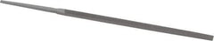 Grobet - 4" Standard Precision Swiss Pattern Narrow Pillar File - Double Cut, 3/16" Width Diam x 3/32" Thick, With Tang - Benchmark Tooling