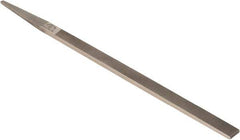 Grobet - 6" Standard Precision Swiss Pattern Narrow Pillar File - Double Cut, 1/4" Width Diam x 9/64" Thick, With Tang - Benchmark Tooling