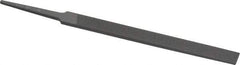 Grobet - 4" Standard Precision Swiss Pattern Regular Pillar File - Double Cut, 3/8" Width Diam x 1/8" Thick, With Tang - Benchmark Tooling