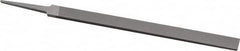 Grobet - 8" Standard Precision Swiss Pattern Regular Pillar File - Double Cut, 19/32" Width Diam x 13/64" Thick, With Tang - Benchmark Tooling