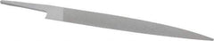 Grobet - 6" Standard Precision Swiss Pattern Knife File - Double Cut, 23/32" Width Diam x 5/32" Thick, With Tang - Benchmark Tooling