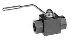 Parker - 2" Pipe, Carbon Steel Standard Ball Valve - Inline - Two Way Flow, FNPT x FNPT Ends, Lever Handle, 6,000 WOG - Benchmark Tooling