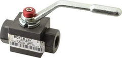 Parker - 3/8" Pipe, Carbon Steel Standard Ball Valve - Inline - Two Way Flow, FNPT x FNPT Ends, Lever Handle, 7,500 WOG - Benchmark Tooling