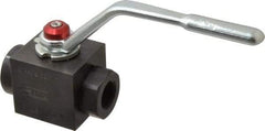 Parker - 3/4" Pipe, Carbon Steel Standard Ball Valve - Inline - Two Way Flow, FNPT x FNPT Ends, Lever Handle, 6,000 WOG - Benchmark Tooling