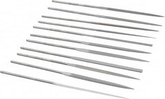 Grobet - 12 Piece Swiss Pattern File Set - 6-1/4" Long, 2 Coarseness, Set Includes Barrette, Crossing, Equalling, Half Round, Knife, Marking, Round, Round Edge Joint, Slitting, Square, Three Square, Warding - Benchmark Tooling