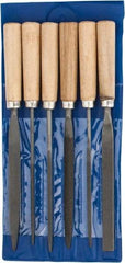 Grobet - 6 Piece American Pattern File Set - 7" Long, Set Includes Flat, Half Round, Round, Square, Three Square, Warding - Benchmark Tooling