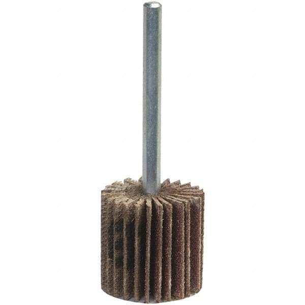 Norton - Mounted Flap Wheel - Coarse Grade, Aluminum Oxide, Coated, 1/4" Shank Mount, Cloth Backing - Benchmark Tooling