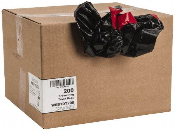 PRO-SOURCE - 1.2 mil Thick, Household/Office Trash Bags - Hexene Resins, Drawstring, 30-1/2" Wide x 34" High, Black - Benchmark Tooling