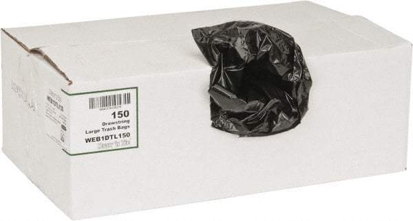 PRO-SOURCE - 1.2 mil Thick, Household/Office Trash Bags - Hexene Resins, Drawstring, 33-1/2" Wide x 38" High, Black - Benchmark Tooling